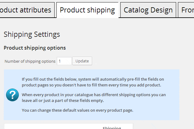 Product Shipping Settings