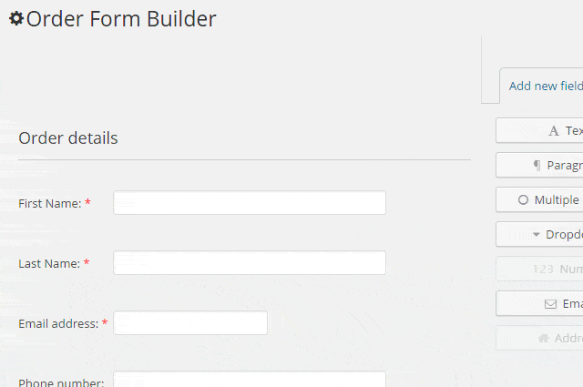 Order Form Builder and Customizer