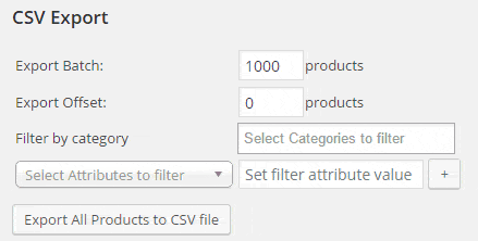 Product Export Filters