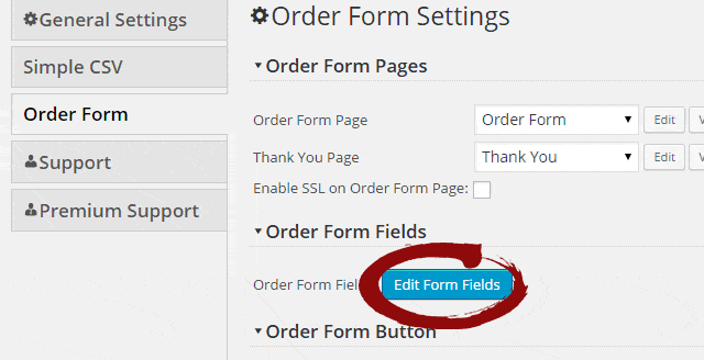 Order Form Edit Button