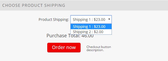 Order Form Shipping Dropdown