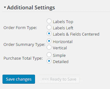 Order Form Checkout Additional Settings