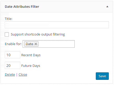 Date Attribute Filter Widget
