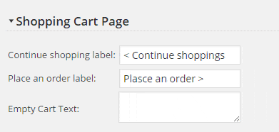 Shopping Cart page labels customization