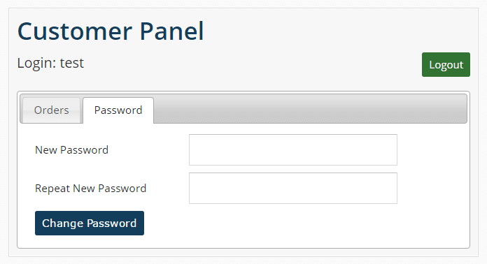 Customer Panel Password Change