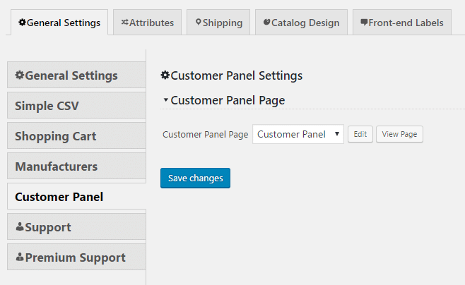 Customer Panel Settings