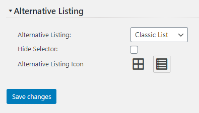 Alternative Listing Template settings