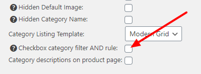 Checkbox category filter logic switch settings screenshot