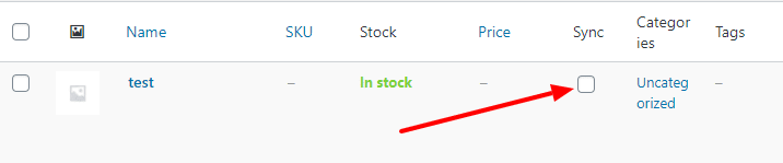 WooCommerce sync checkbox on admin product list