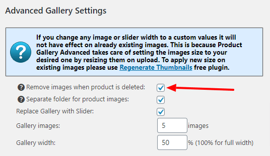 Automatically remove images checkbox