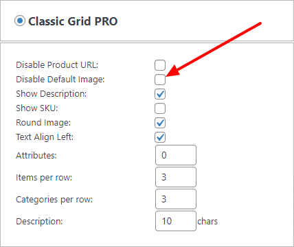 Disable classic grid default image