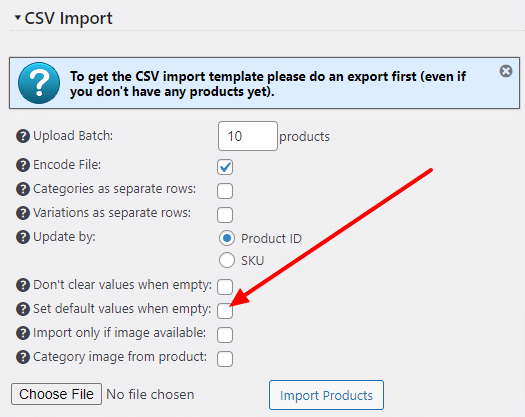 Set the default attribute values  when empty CSV value provided