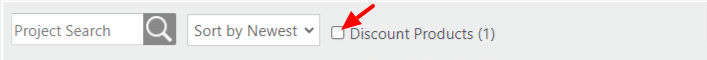 Discount filter inside the filters bar
