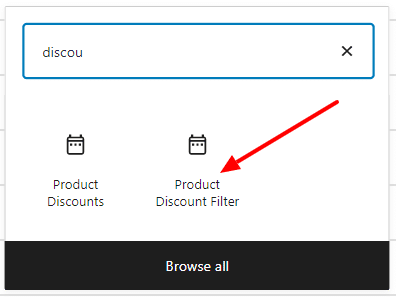 Discount filter in backend