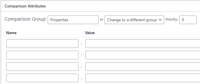 Separate comparison attributes table on product edit screen