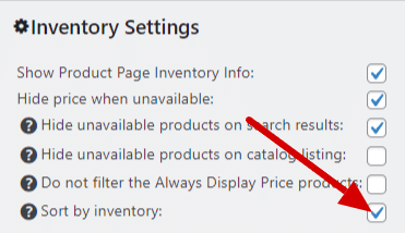Sort products by inventory