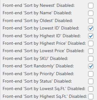 Disable the selected sorting options on the front-end